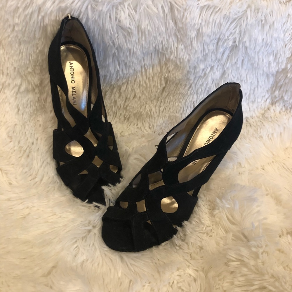 Antonio Melani Black Suede Heels